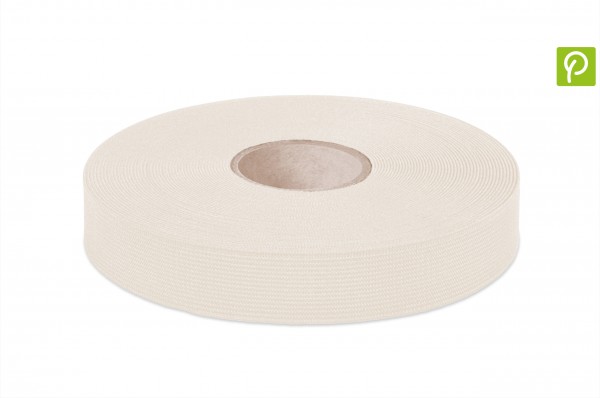 Sustainable elastic made of cotton, off-white, 25 mm