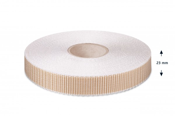 Narrow fabric for roller shutters, beige-white, 14 mm