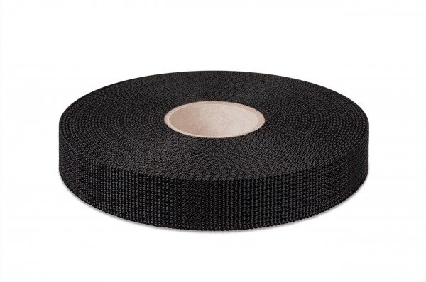 PES narrow fabric, strong tear resistance, black, 30 mm